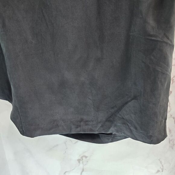 In Ad Minus Dress Womens 4 Small Black Silk Mini Asymmetric Shift Ruffle LBD - Picture 10 of 16